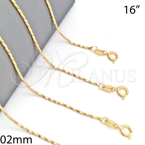 Oro Laminado Basic Necklace, Gold Filled Style Diamond Cutting Finish, Golden Finish, 04.09.0005.16