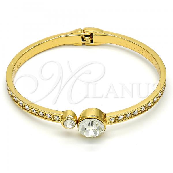 Gold Tone Individual Bangle, with White Crystal, Polished, Golden Finish, 07.252.0023.05.GT (05 MM Thickness, Size 5 - 2.50 Diameter)