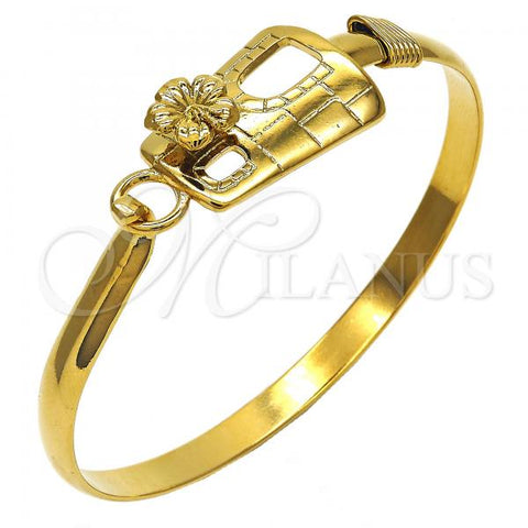 Oro Laminado Individual Bangle, Gold Filled Style Flower Design, Polished, Golden Finish, 07.185.0011.04 (05 MM Thickness, Size 4 - 2.25 Diameter)