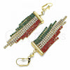 Oro Laminado Long Earring, Gold Filled Style with Multicolor Crystal, Polished, Golden Finish, 02.351.0038.2