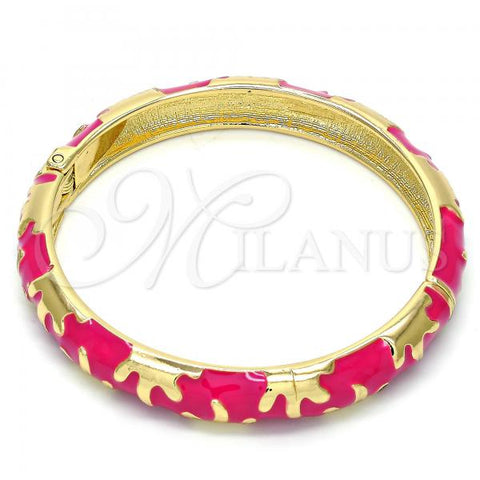Oro Laminado Individual Bangle, Gold Filled Style Pink Enamel Finish, Golden Finish, 07.240.0002.1.05 (10 MM Thickness, Size 5 - 2.50 Diameter)