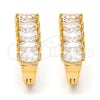 Oro Laminado Huggie Hoop, Gold Filled Style with White Cubic Zirconia, Polished, Golden Finish, 02.237.0023.15