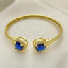 Oro Laminado Individual Bangle, Gold Filled Style with Sapphire Blue Cubic Zirconia and White Micro Pave, Polished, Golden Finish, 07.381.0001.4