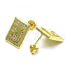 Oro Laminado Stud Earring, Gold Filled Style Airplane Design, with White Micro Pave, Polished, Golden Finish, 02.193.0011