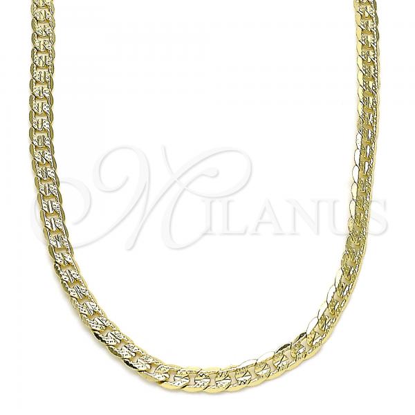 Oro Laminado Basic Necklace, Gold Filled Style Curb Design, Polished, Golden Finish, 04.213.0237.22