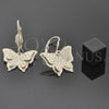 Oro Laminado Dangle Earring, Gold Filled Style Butterfly and Flower Design, Diamond Cutting Finish, Golden Finish, 5.066.013