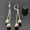 Oro Laminado Long Earring, Gold Filled Style Ball Design, with  Cubic Zirconia, Golden Finish, 5.074.003