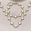 Oro Laminado Necklace and Bracelet, Gold Filled Style Four-leaf Clover and Hollow Design, Polished, Golden Finish, 06.213.0029