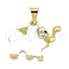 Oro Laminado Fancy Pendant, Gold Filled Style Elephant Design, White Enamel Finish, Golden Finish, 05.253.0118.2
