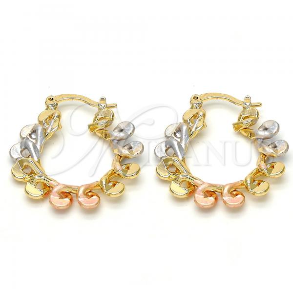 Oro Laminado Small Hoop, Gold Filled Style Polished, Tricolor, 02.170.0149.25