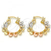 Oro Laminado Small Hoop, Gold Filled Style Polished, Tricolor, 02.170.0149.25