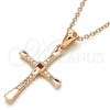 Sterling Silver Pendant Necklace, Cross Design, with White Cubic Zirconia, Polished, Rose Gold Finish, 04.336.0118.1.18