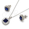 Sterling Silver Earring and Pendant Adult Set, with Sapphire Blue and White Cubic Zirconia, Polished, Rhodium Finish, 10.286.0026.3