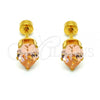 Stainless Steel Stud Earring, Teardrop Design, with Champagne Cubic Zirconia, Polished, Golden Finish, 02.271.0023.2