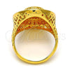 Oro Laminado Multi Stone Ring, Gold Filled Style with White Crystal, Polished, Golden Finish, 01.118.0025.08 (Size 8)