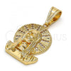 Oro Laminado Religious Pendant, Gold Filled Style Jesus Design, with White Micro Pave, Polished, Golden Finish, 05.120.0053