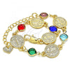 Oro Laminado Fancy Bracelet, Gold Filled Style San Benito Design, with Multicolor Crystal, Polished, Golden Finish, 03.351.0001.07