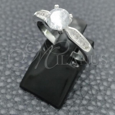 Sterling Silver Wedding Ring, with White Cubic Zirconia, Polished, Silver Finish, 01.398.0004.07
