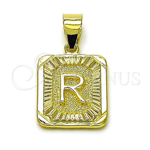 Oro Laminado Fancy Pendant, Gold Filled Style Initials Design, Diamond Cutting Finish, Golden Finish, 05.411.0044