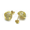 Oro Laminado Stud Earring, Gold Filled Style with White Micro Pave, Polished, Golden Finish, 02.193.0010