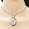 Oro Laminado Religious Pendant, Gold Filled Style San Judas Design, Diamond Cutting Finish, Tricolor, 05.120.0099
