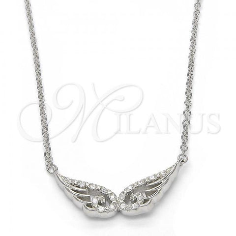 Sterling Silver Pendant Necklace, with White Cubic Zirconia, Polished, Rhodium Finish, 04.336.0034.16