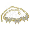 Oro Laminado Fancy Bracelet, Gold Filled Style Butterfly Design, with White Micro Pave, Polished, Golden Finish, 03.380.0031.08