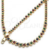 Oro Laminado Necklace and Bracelet, Gold Filled Style with Multicolor Cubic Zirconia, Polished, Golden Finish, 06.284.0014
