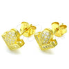 Sterling Silver Stud Earring, with White Micro Pave, Polished, Golden Finish, 02.286.0025.2