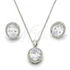 Sterling Silver Earring and Pendant Adult Set, with White Cubic Zirconia and White Micro Pave, Polished, Rhodium Finish, 10.174.0241