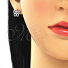 Rhodium Plated Stud Earring, Butterfly Design, with Ruby and White Micro Pave, Polished, Rhodium Finish, 02.233.0026.5
