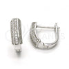 Sterling Silver Huggie Hoop, with White Micro Pave, Polished, Rhodium Finish, 02.175.0096.15