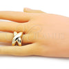 Oro Laminado Elegant Ring, Gold Filled Style Chunky Design, Polished, Golden Finish, 01.213.0043