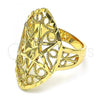 Oro Laminado Elegant Ring, Gold Filled Style Sun and Filigree Design, Diamond Cutting Finish, Golden Finish, 01.233.0028.08