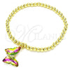 Oro Laminado Fancy Bracelet, Gold Filled Style Expandable Bead and Butterfly Design, with Vitrail Medium Crystal and White Micro Pave, Polished, Golden Finish, 03.341.0112.07