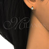 Sterling Silver Stud Earring, with White Cubic Zirconia, Polished, Golden Finish, 02.285.0045