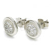 Sterling Silver Stud Earring, with White Cubic Zirconia, Polished, Rhodium Finish, 02.336.0108