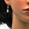 Oro Laminado Dangle Earring, Gold Filled Style Teddy Bear Design, Diamond Cutting Finish, Golden Finish, 5.123.031