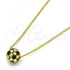Oro Laminado Pendant Necklace, Gold Filled Style Ball Design, Black Enamel Finish, Golden Finish, 04.313.0004.1.18