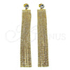 Oro Laminado Long Earring, Gold Filled Style with White Crystal and White Cubic Zirconia, Polished, Golden Finish, 02.268.0105