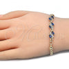 Oro Laminado Fancy Bracelet, Gold Filled Style with Sapphire Blue and White Cubic Zirconia, Polished, Golden Finish, 03.63.2003.2.08