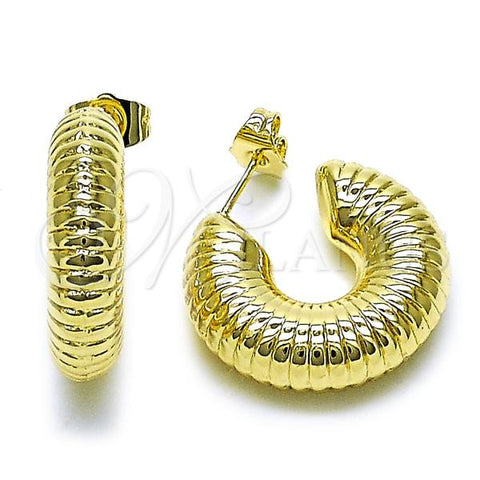 Oro Laminado Small Hoop, Gold Filled Style Hollow Design, Polished, Golden Finish, 02.428.0048.25