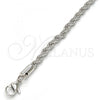 Rhodium Plated Basic Necklace, Rope Design, Polished, Rhodium Finish, 5.222.033.1.20