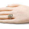 Oro Laminado Multi Stone Ring, Gold Filled Style Evil Eye Design, with Multicolor Micro Pave, Polished, Golden Finish, 01.368.0015 (One size fits all)