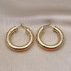 Oro Laminado Medium Hoop, Gold Filled Style Hollow Design, Diamond Cutting Finish, Golden Finish, 02.163.0318.40