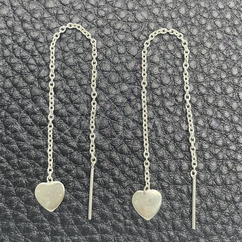 Sterling Silver Threader Earring, Heart Design, Polished, Silver Finish, 02.401.0081