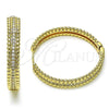 Oro Laminado Huggie Hoop, Gold Filled Style with White Micro Pave, Polished, Golden Finish, 02.204.0019.38
