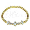 Oro Laminado Fancy Bracelet, Gold Filled Style with White Cubic Zirconia, Polished, Golden Finish, 03.283.0079.08