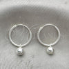 Sterling Silver Small Hoop, Ball Design, Polished, Silver Finish, 02.397.0022.20
