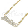 Oro Laminado Pendant Necklace, Gold Filled Style Nameplate Design, Polished, Golden Finish, 04.63.1387.18